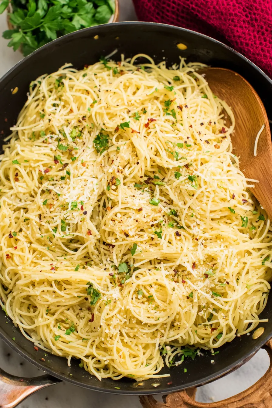 Butter and garlic sizzling in a skillet