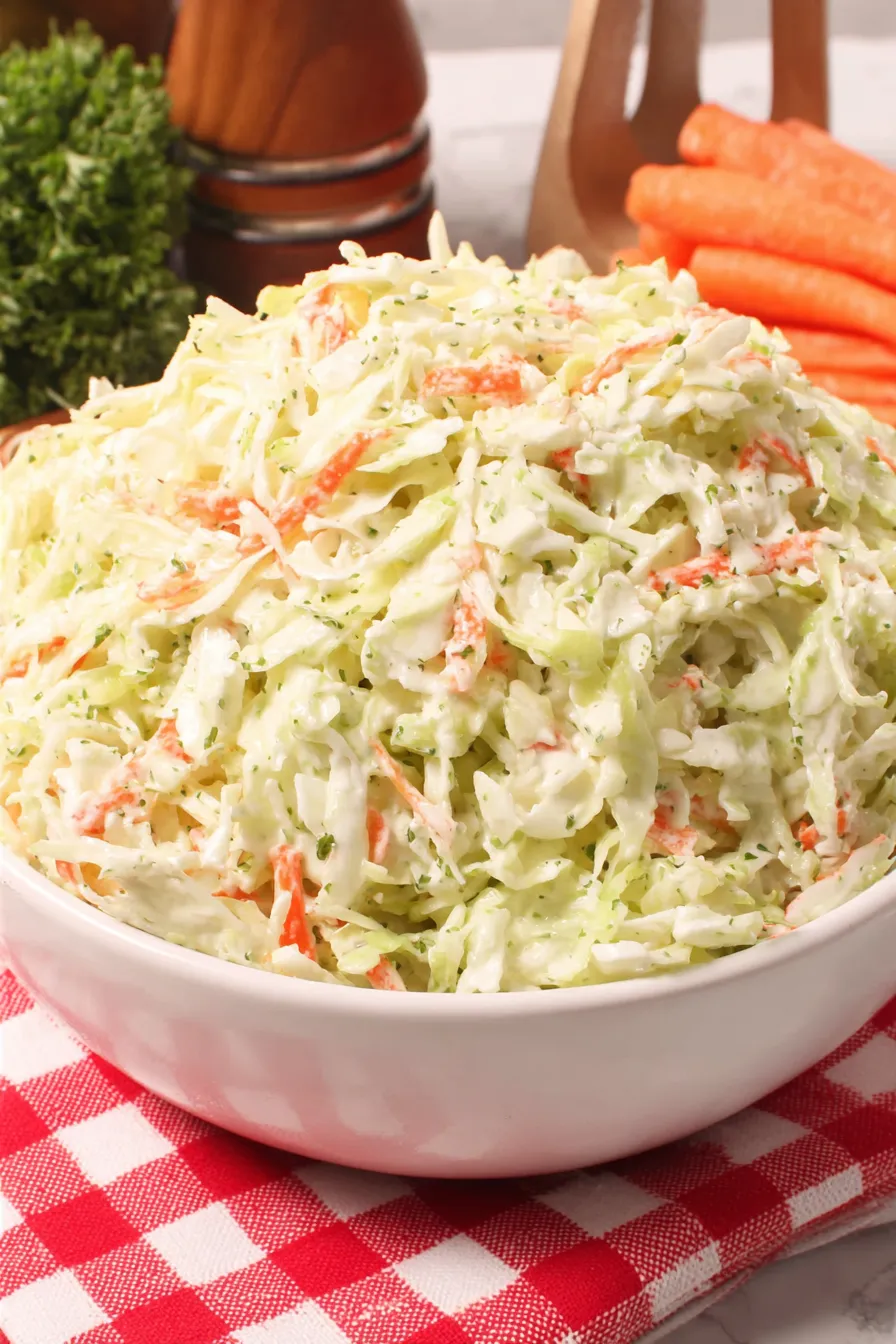 Finely chopped cabbage and carrot in a bowl
