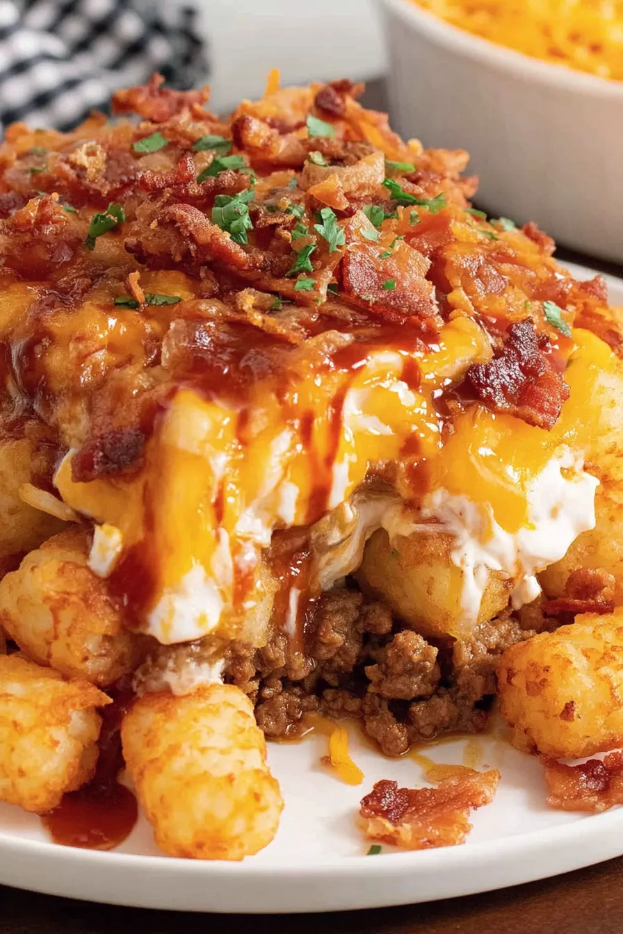 Bacon cheeseburger casserole ingredients laid out on a counter
