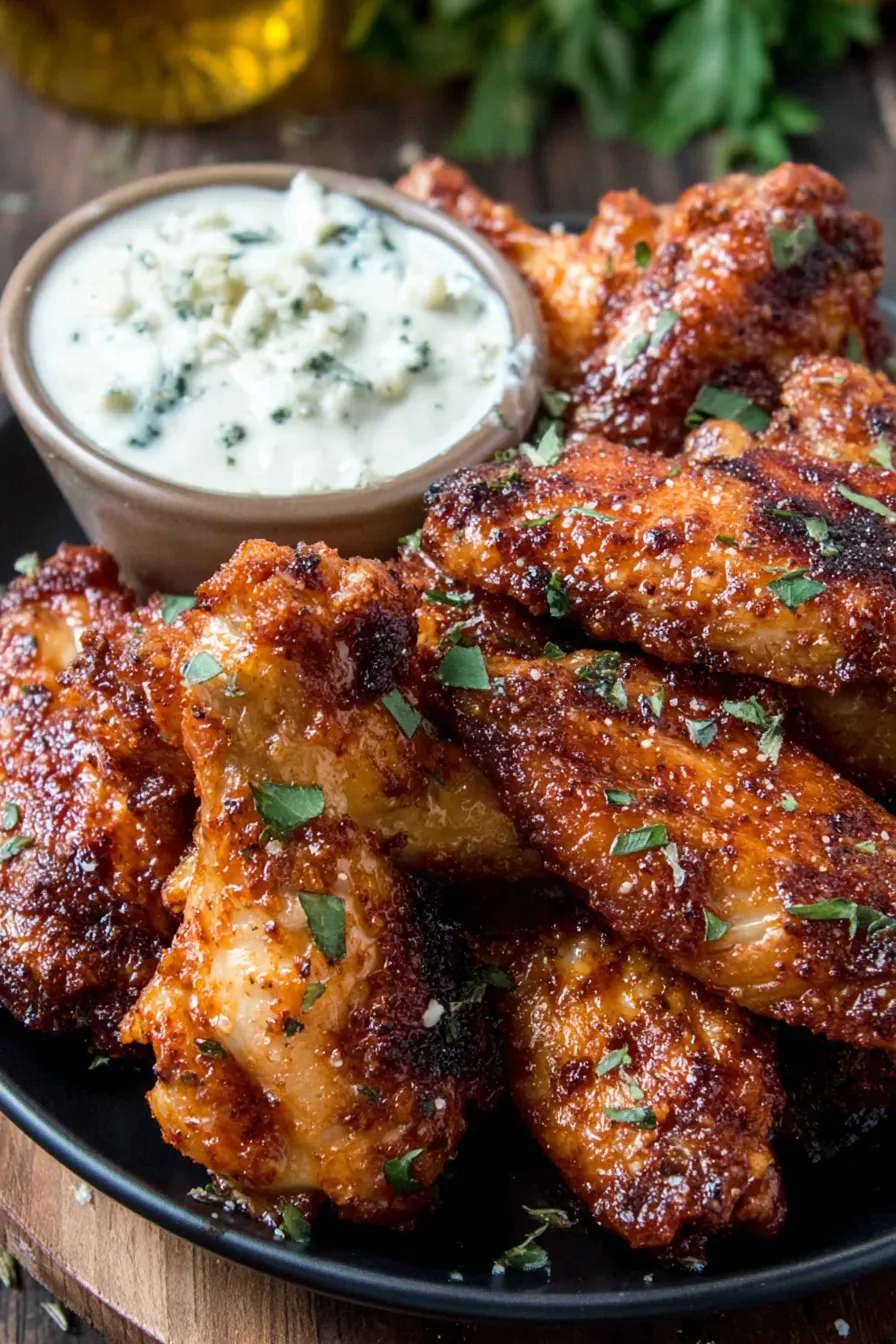 Oven-baked wings on a rack, browned and crispy