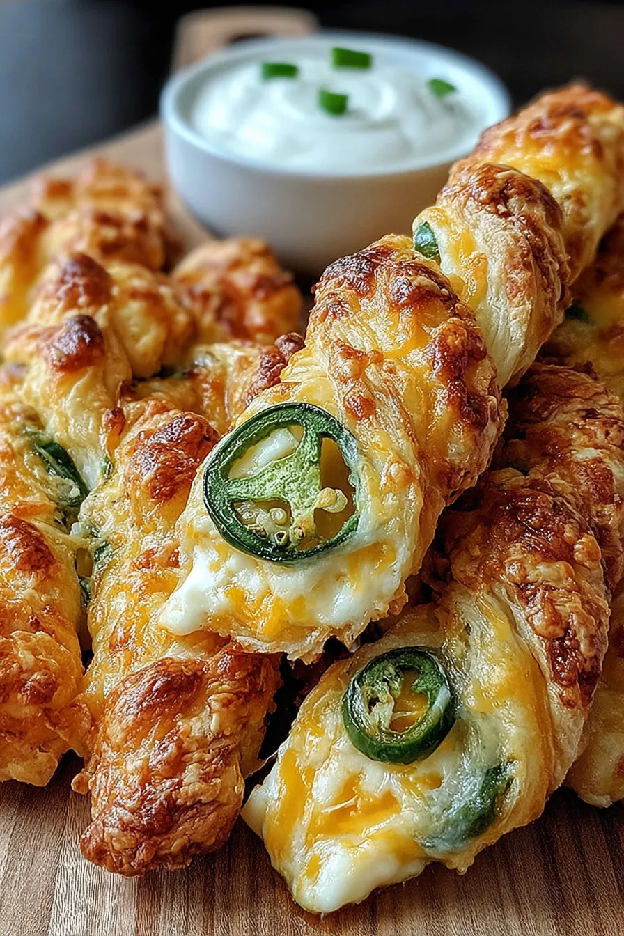 Close-up of a twisted popper showing cheesy interior