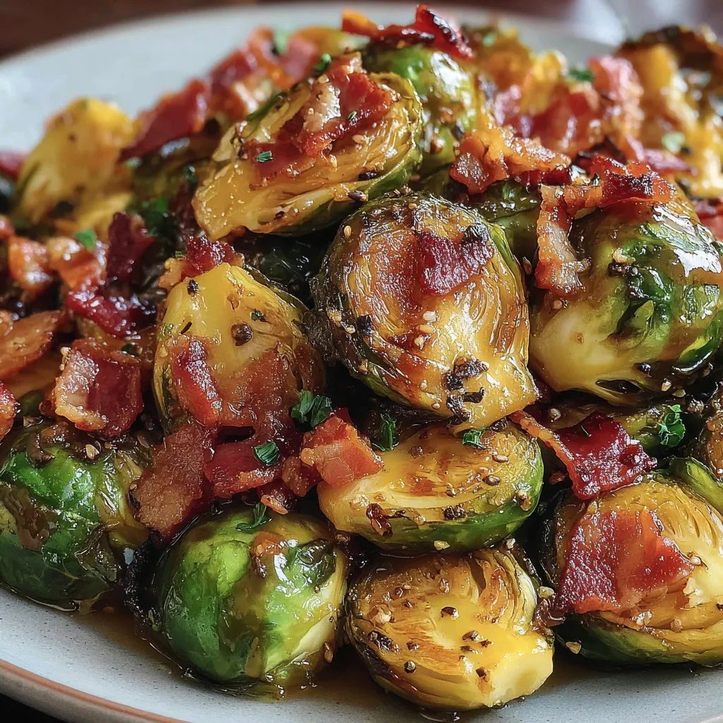 Roasted Brussels Sprouts with Bacon and Maple Balsamic Glaze