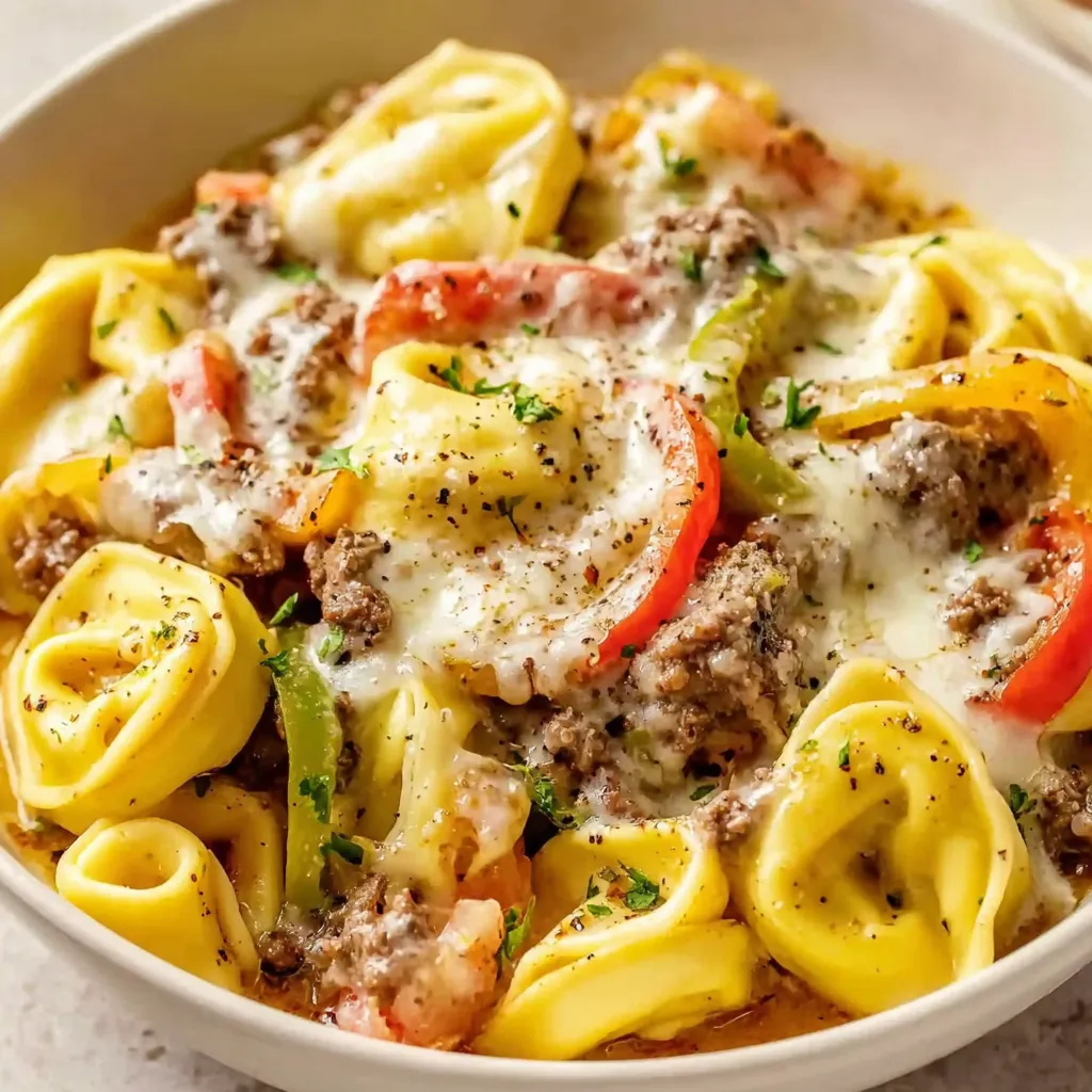 Crock Pot Cheesesteak Tortellini