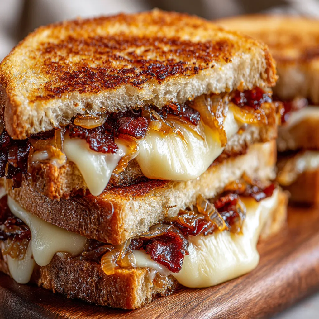 Bacon and Caramelized Onion Grilled Cheese Sandwiches
