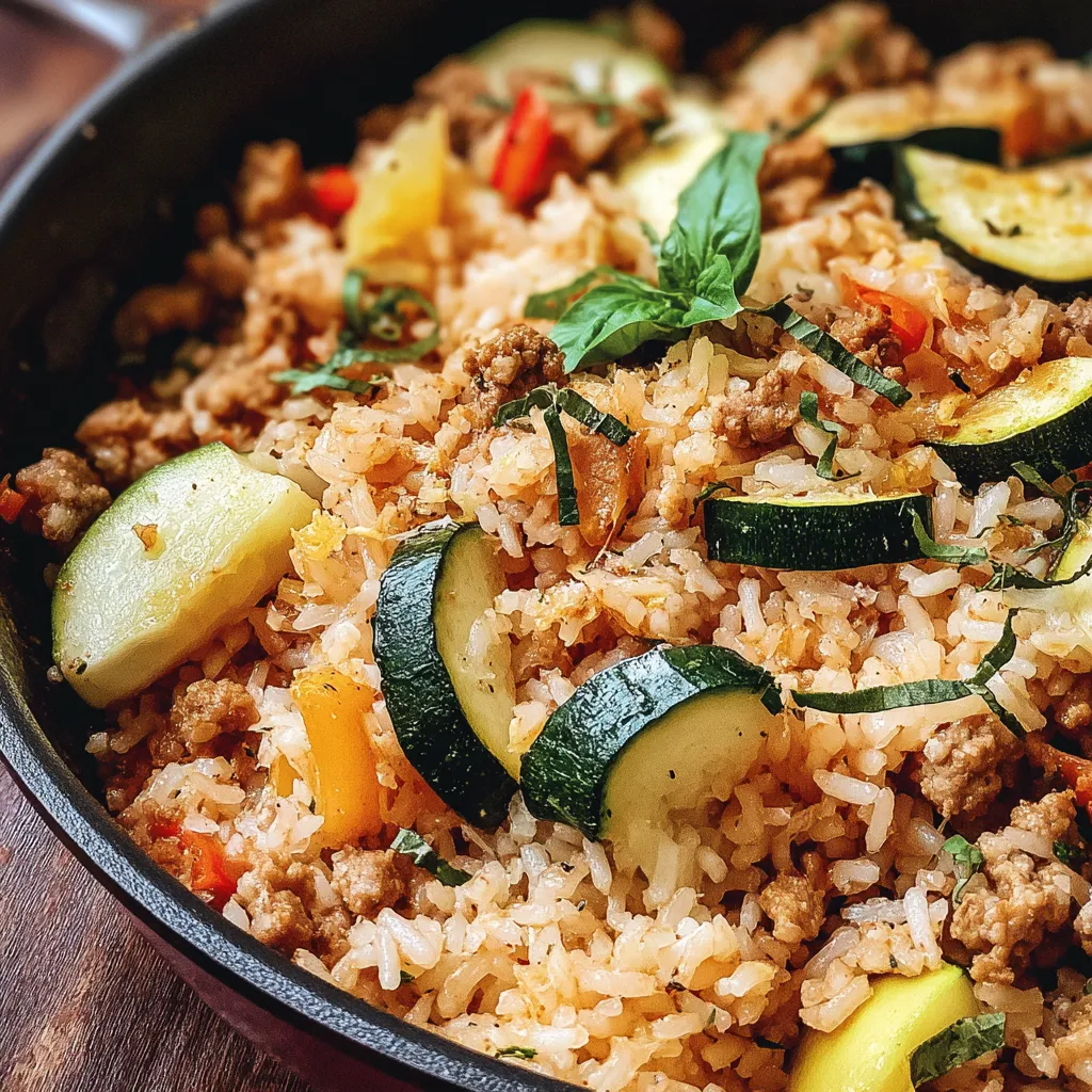Ground Chicken Zucchini Rice Skillet