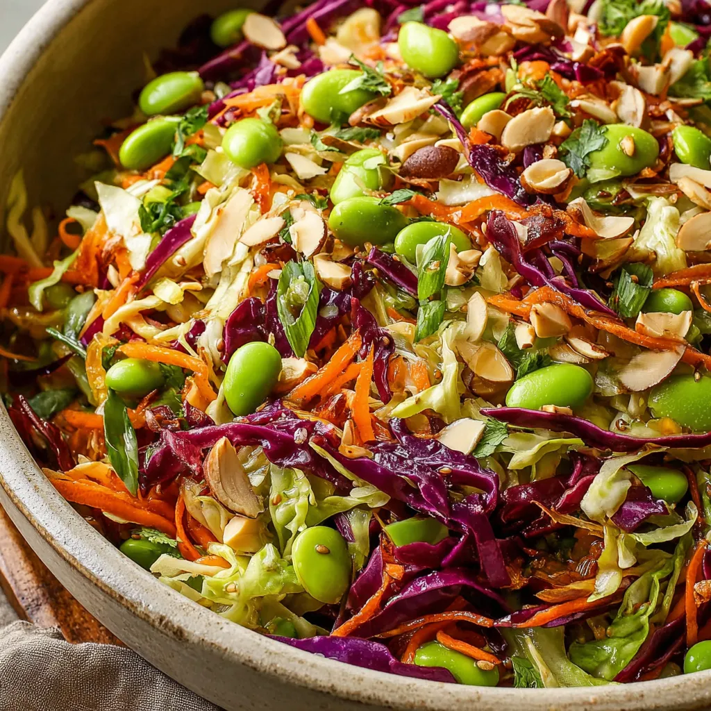 Crunchy Cabbage and Edamame Salad with Sesame Ginger Dressing