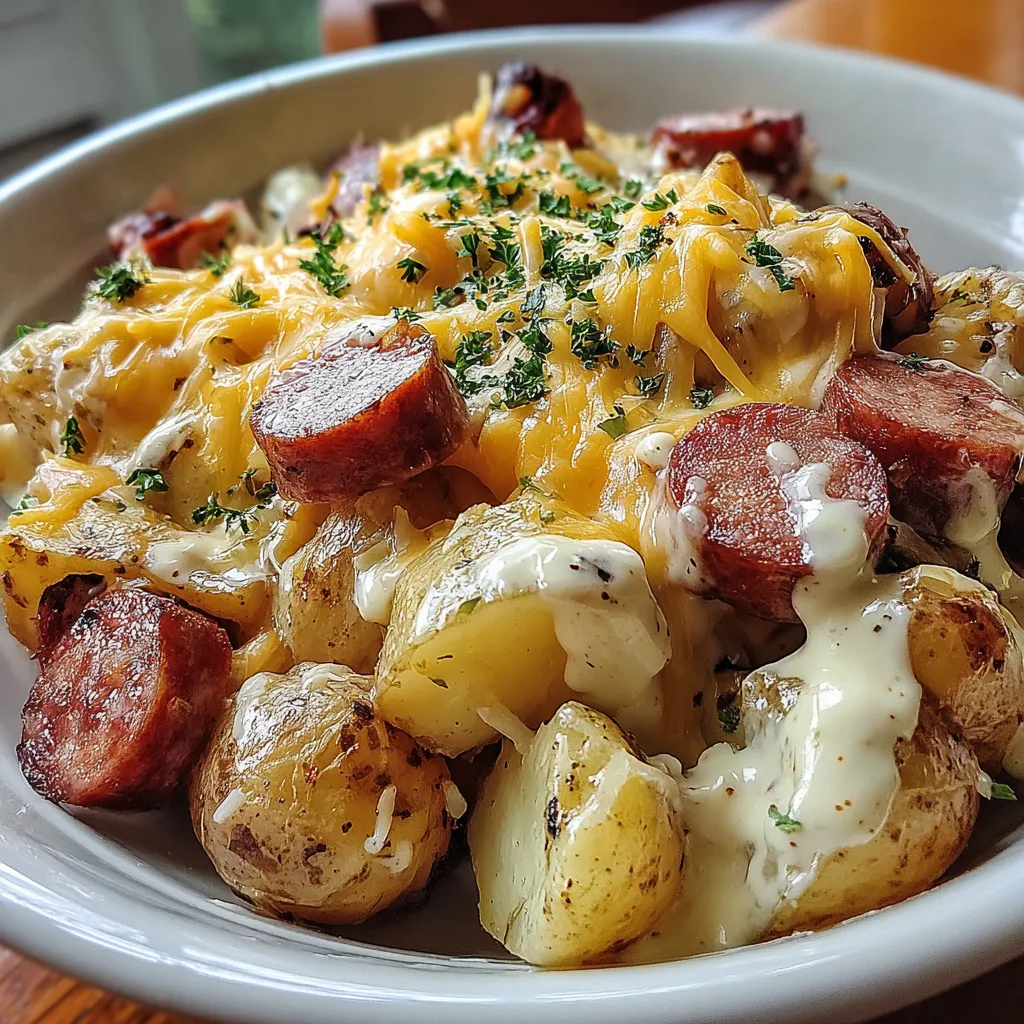 Cheesy Ranch Potatoes and Smoked Sausage