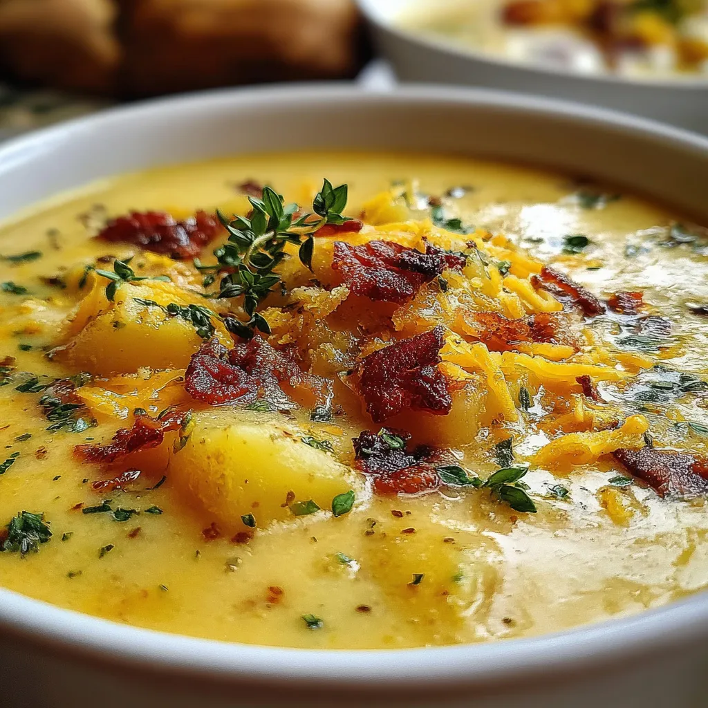 Creamy Cheddar Garlic Herb Potato Soup