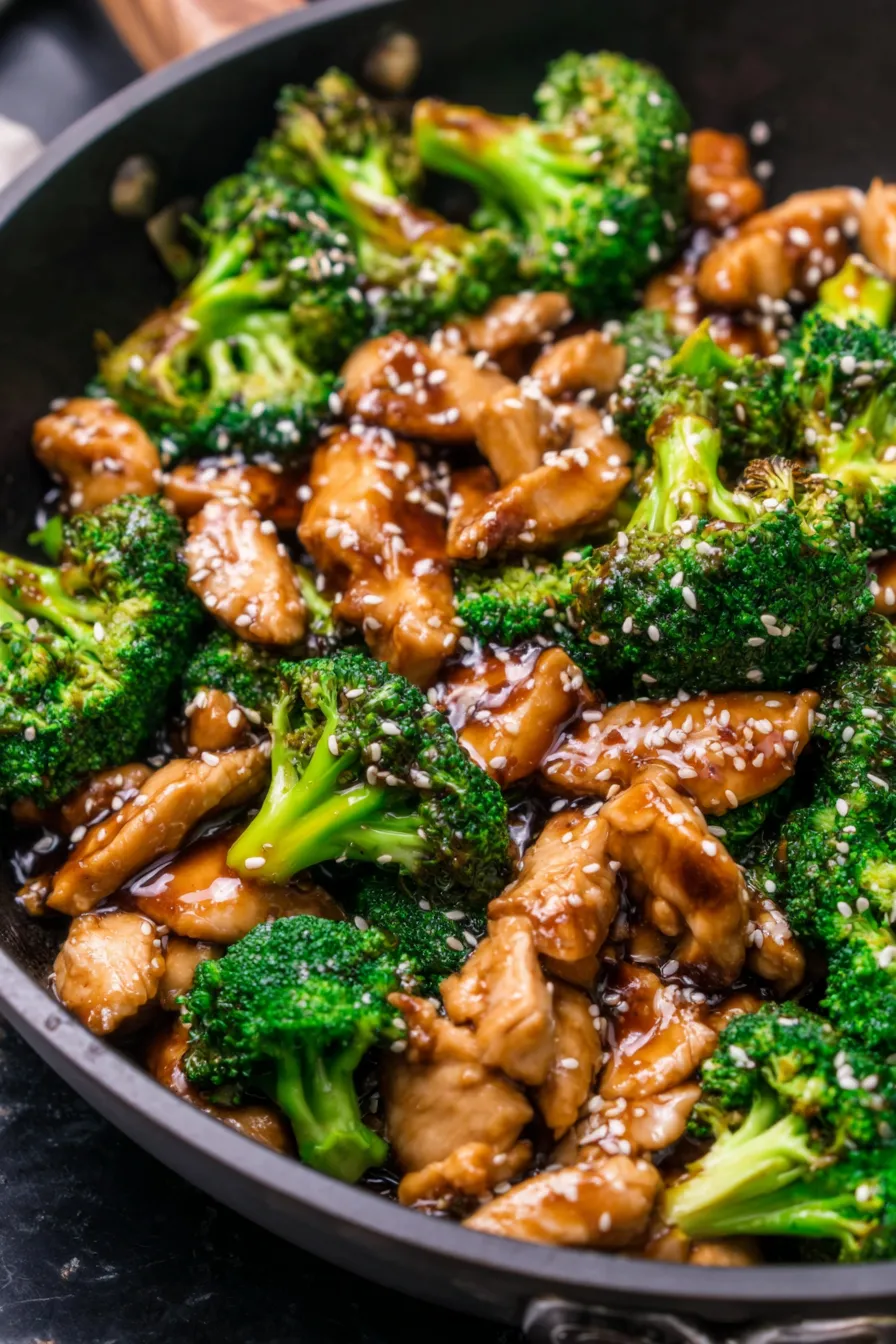 Chicken and Broccoli in a skillet
