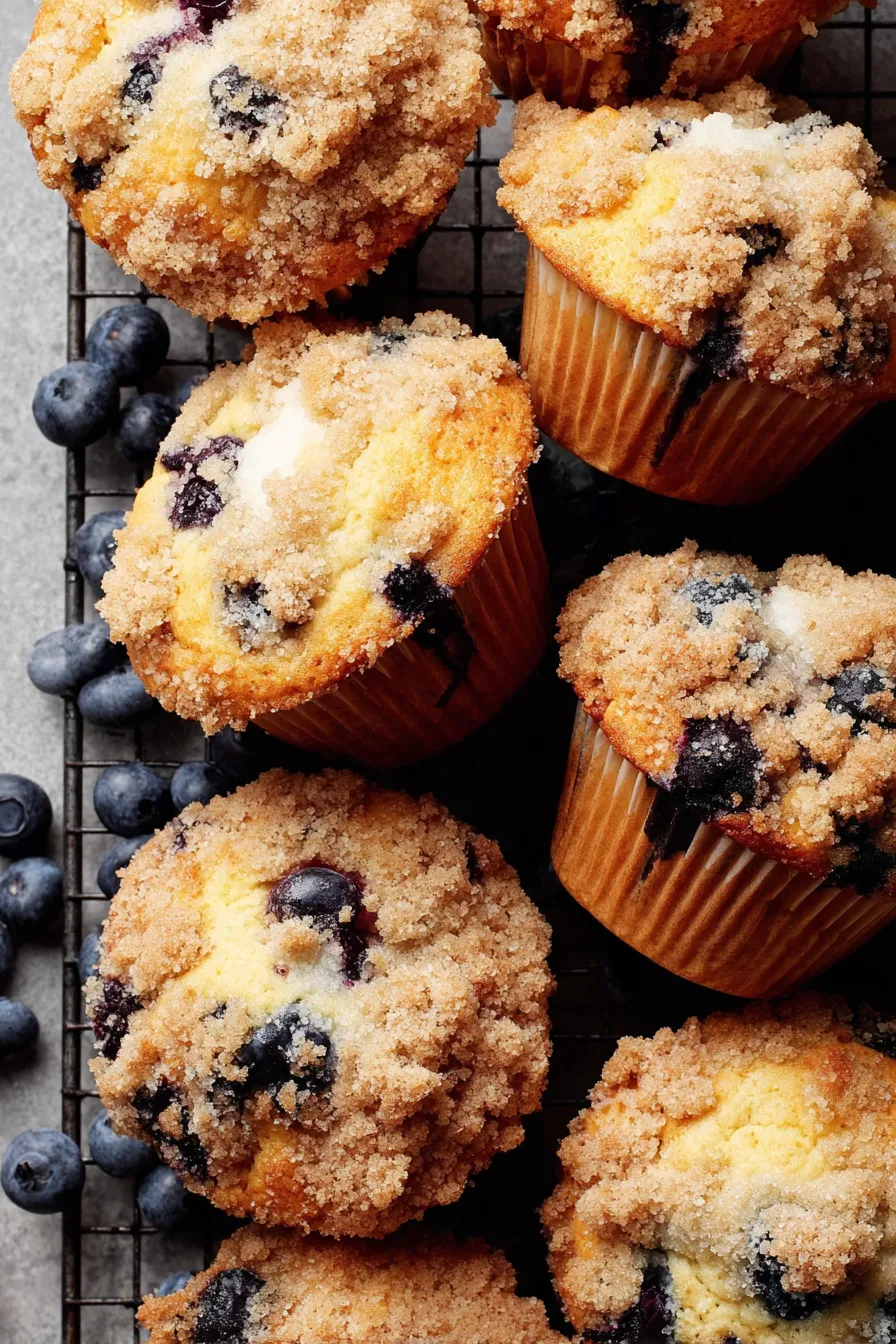 Close-up of muffin crumb and crumble topping