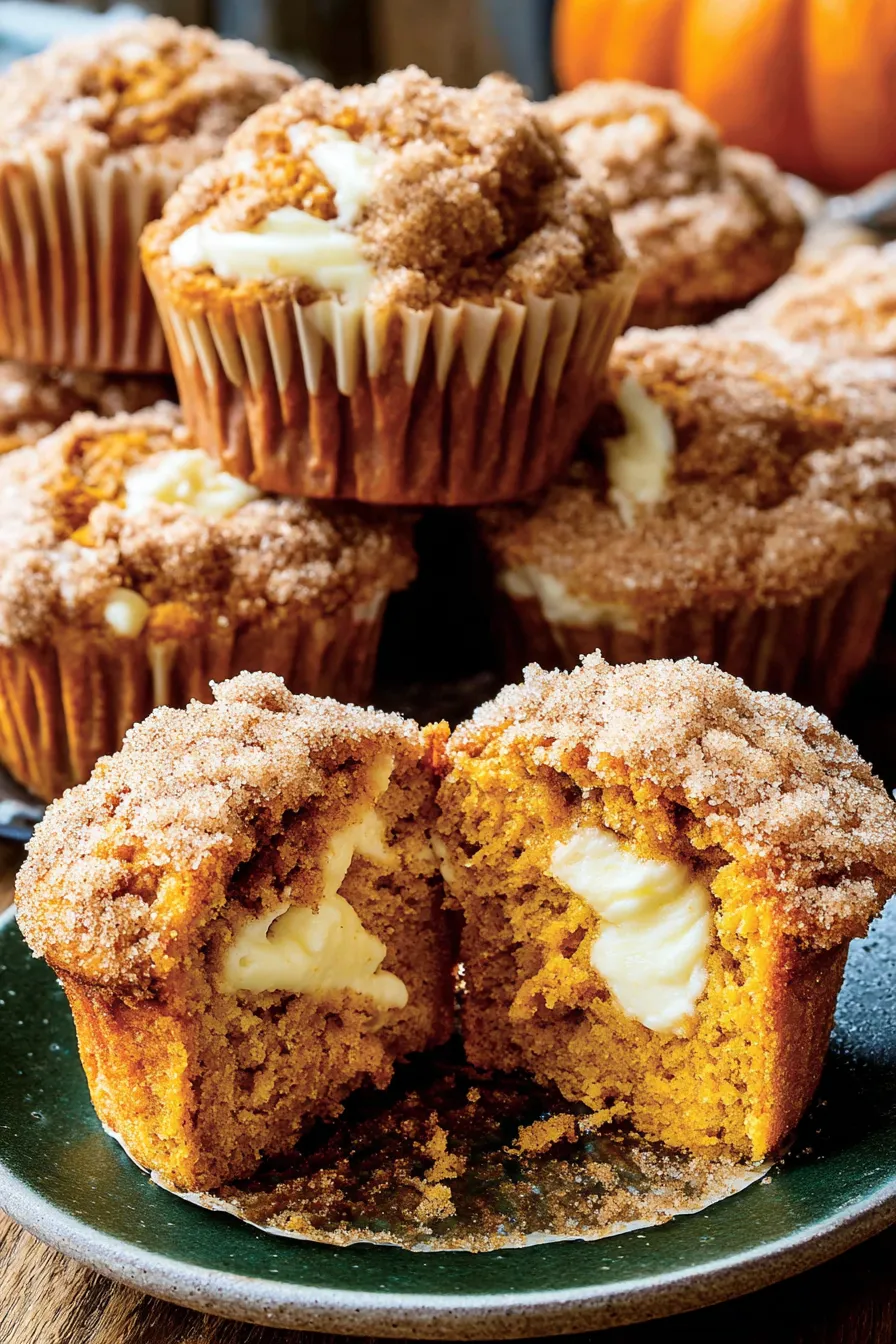 Close-up of crumb topping and cream cheese center