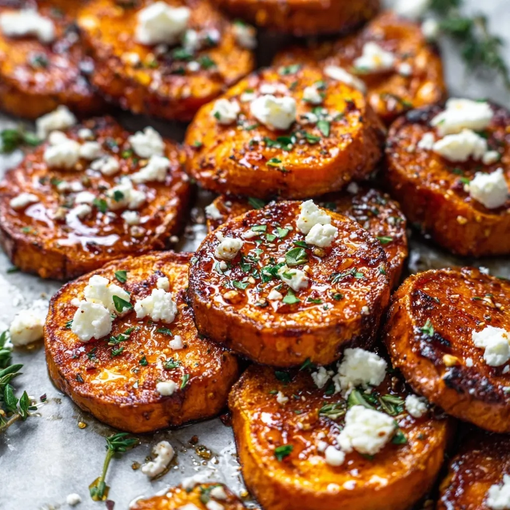 Roasted Sweet Potato Rounds with Honey & Feta