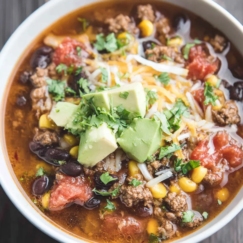 Hearty Beef Taco Soup