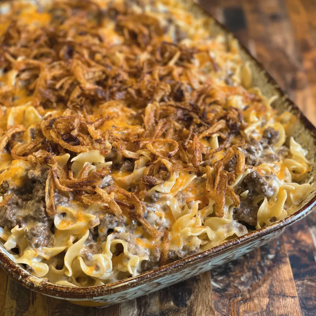 French Onion Beef Noodle Bake