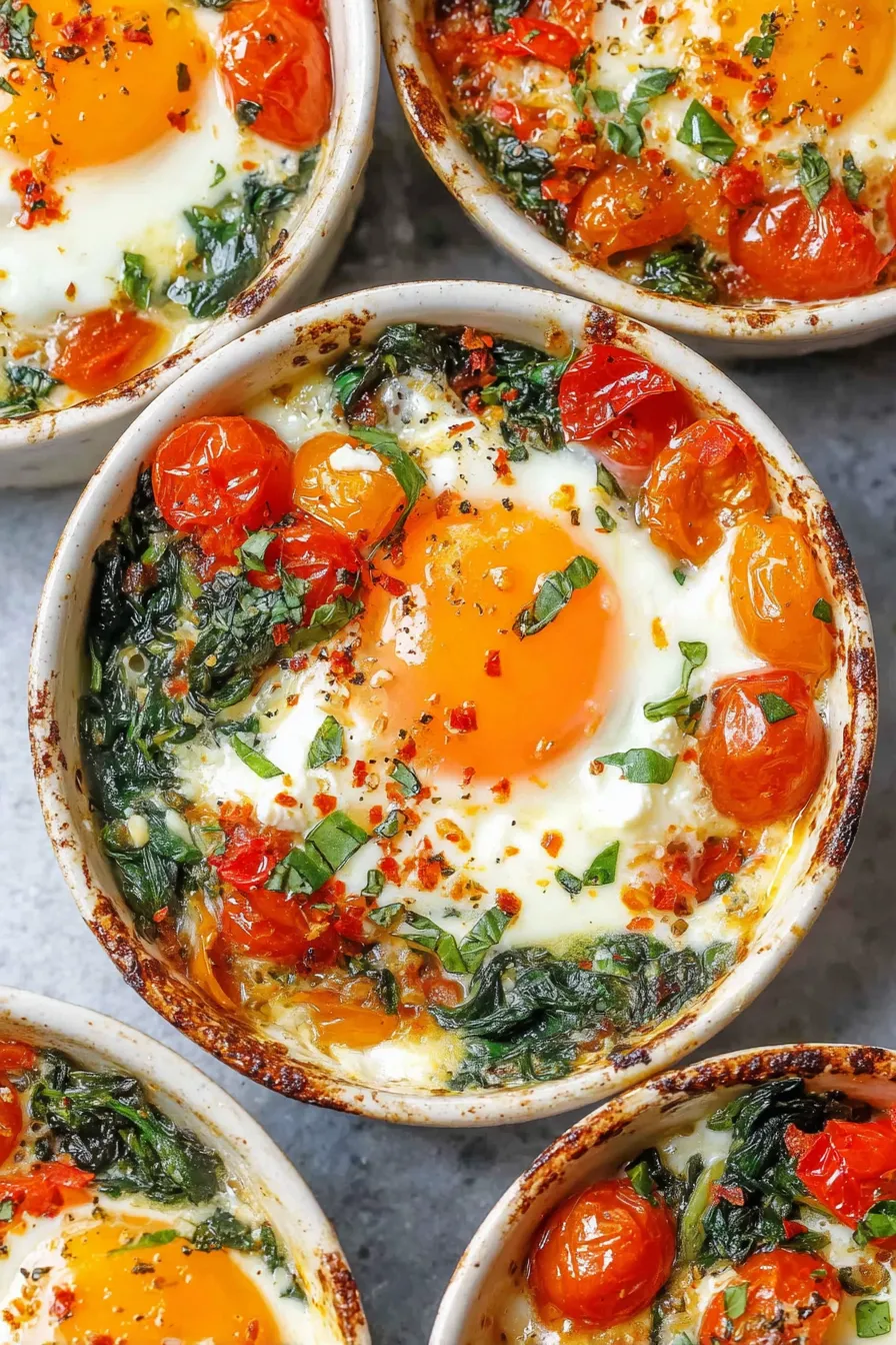 Close up of roasted tomatoes and feta