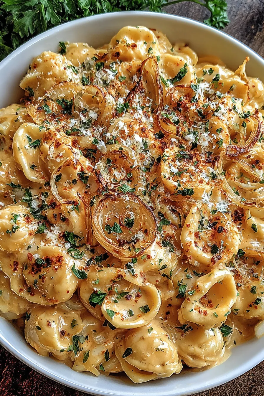 Caramelized onions simmering in a large pot