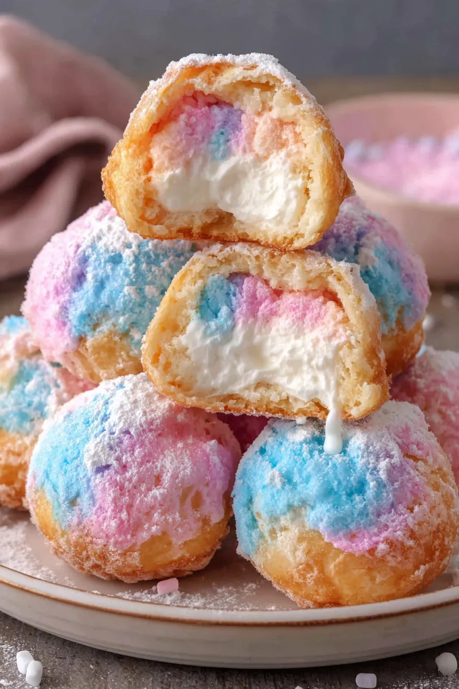 Cotton Candy Cheesecake Bombs close-up