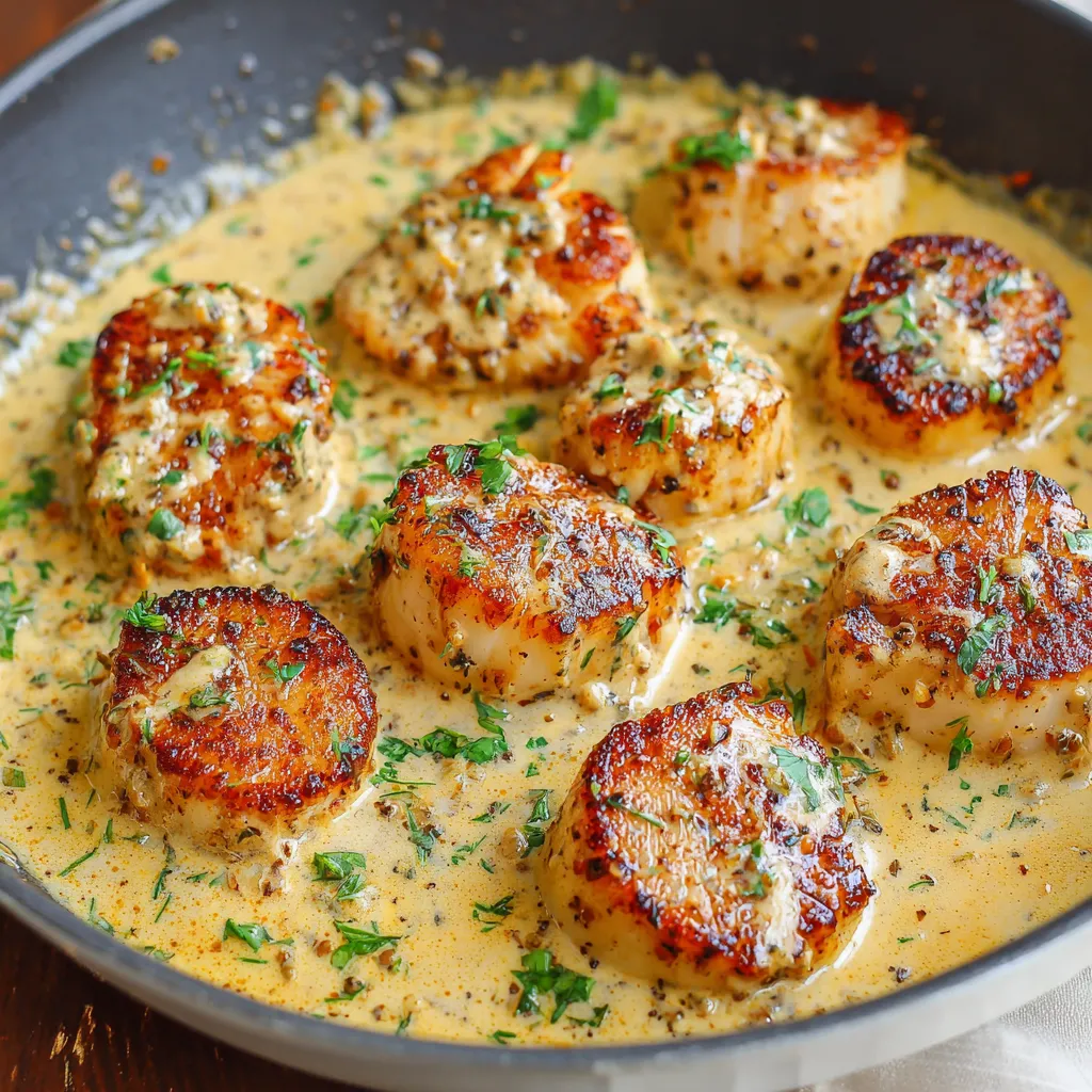 Seared Scallops in a Cajun Mustard Cream Sauce