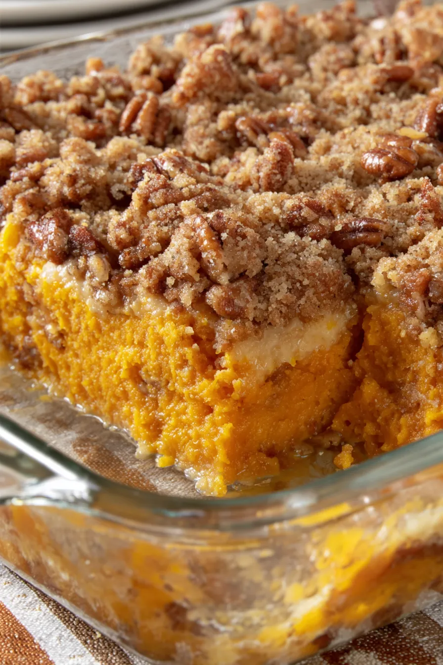 Spoonful of mashed sweet potato filling