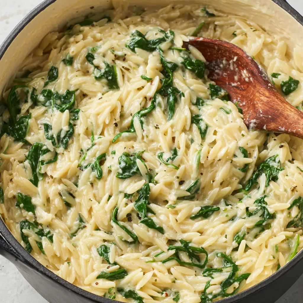 Creamy Garlic Spinach Orzo