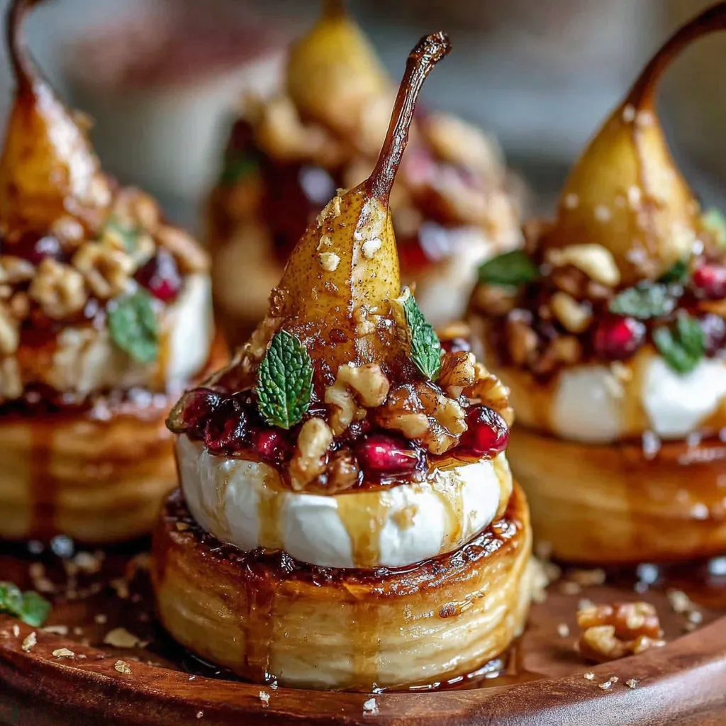 Golden Caramelized Pear & Burrata Towers