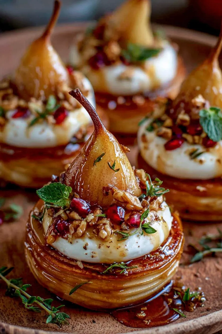 Caramelized pear slices in a skillet