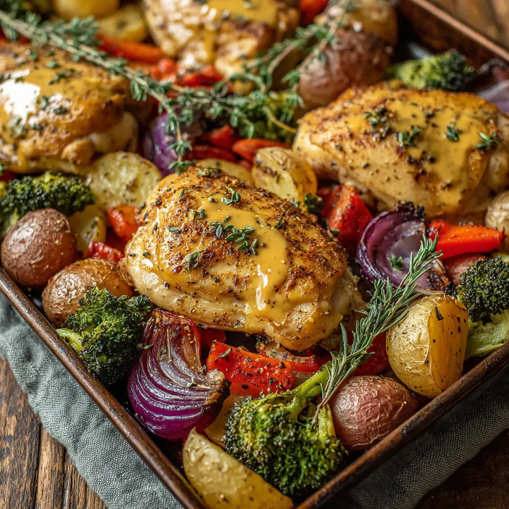 Sheet Pan Honey-Dijon Chicken and Vegetables