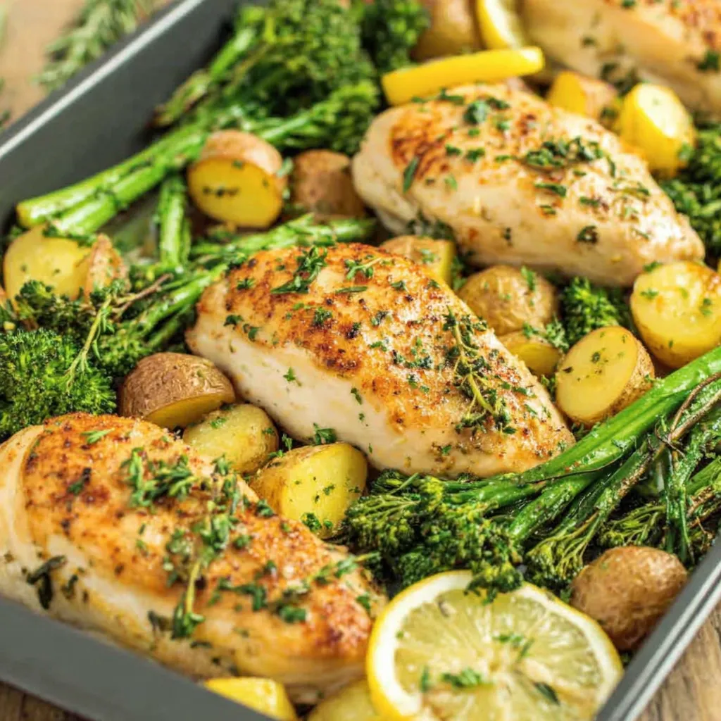 One-Pan Baked Chicken and Potatoes with Lemon Garlic Butter