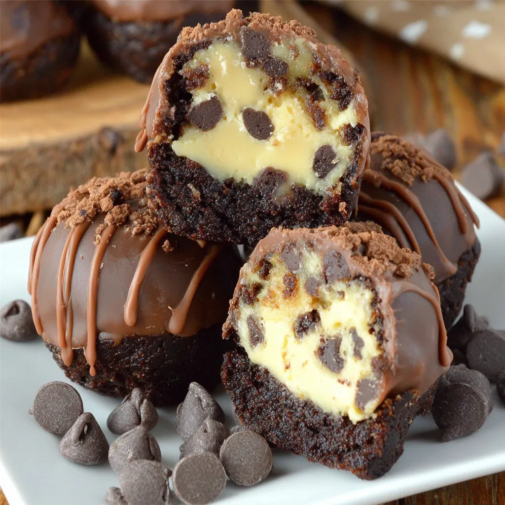No-Bake Chocolate Chip Cookie Dough Brownie Bombs