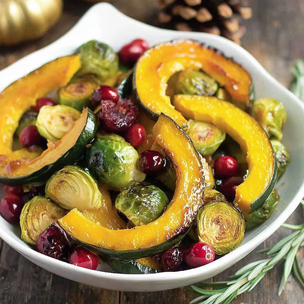 Honey Balsamic Roasted Acorn Squash and Brussels Sprouts