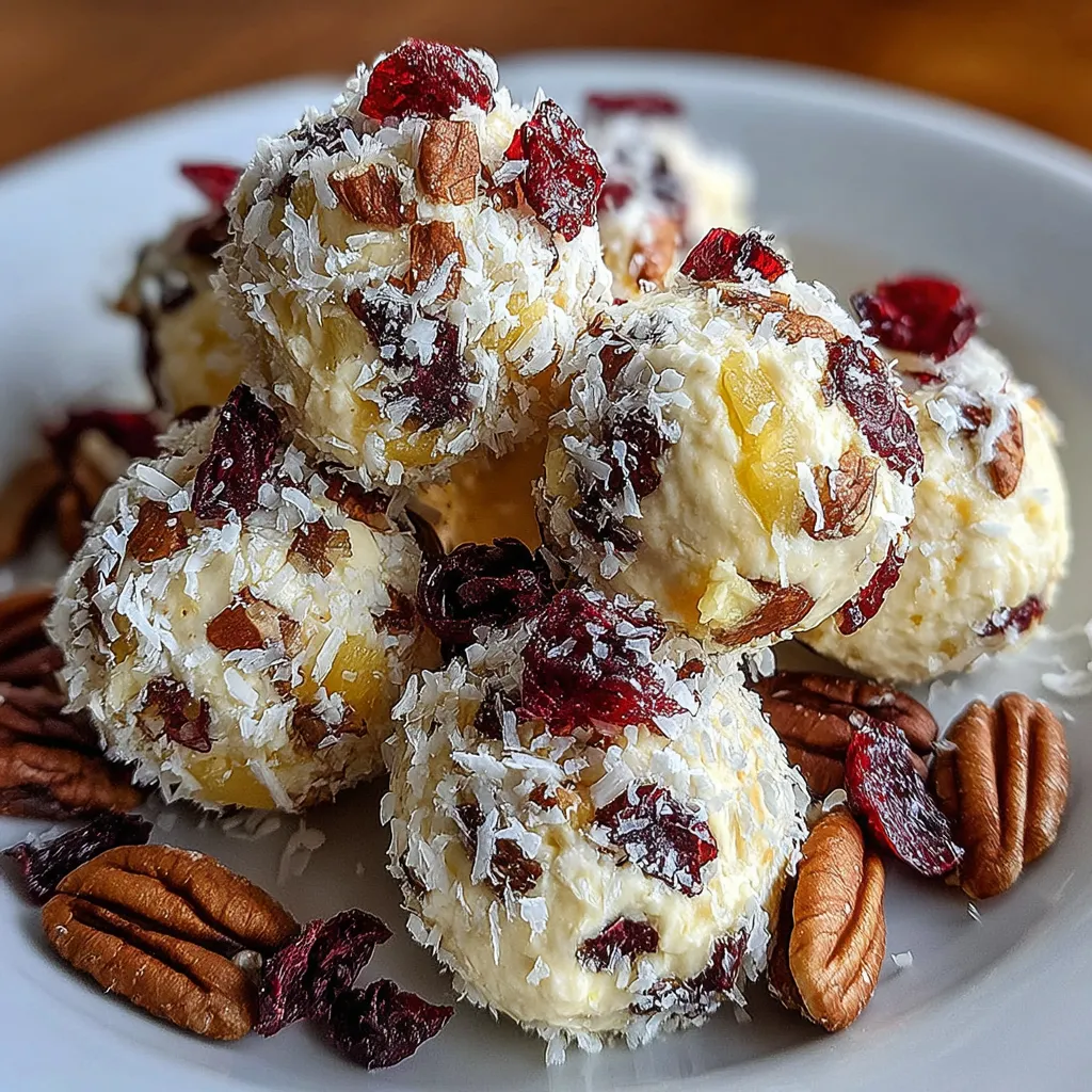 Mini Pineapple Cranberry Cheese Balls with Pecans