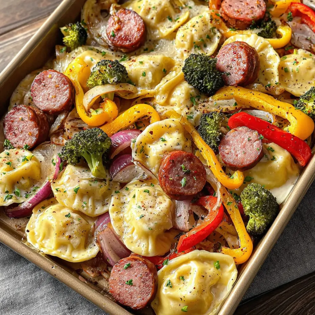 Easy Sheet Pan Pierogies and Kielbasa
