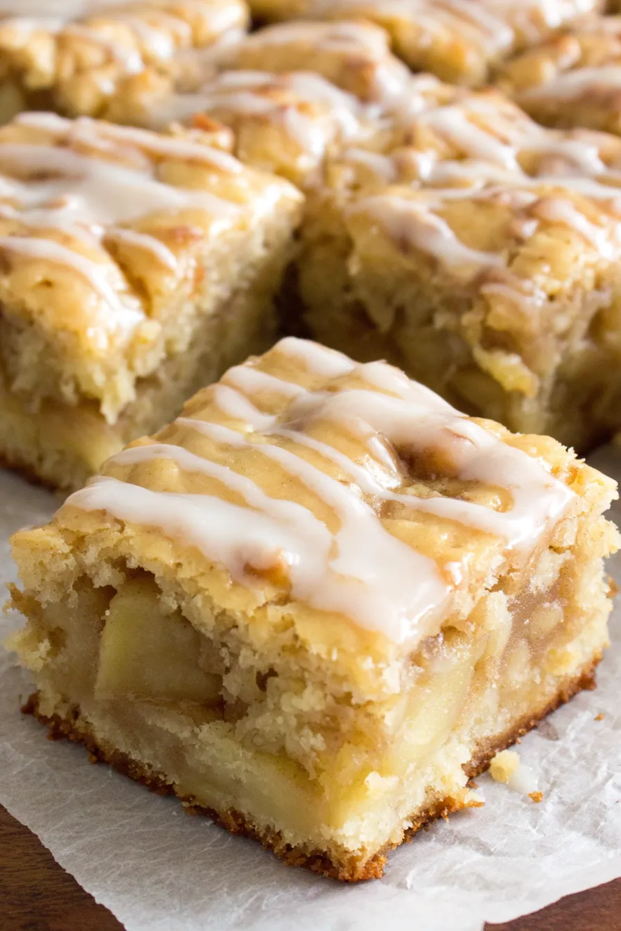 Close-up of maple glaze being poured over blondies