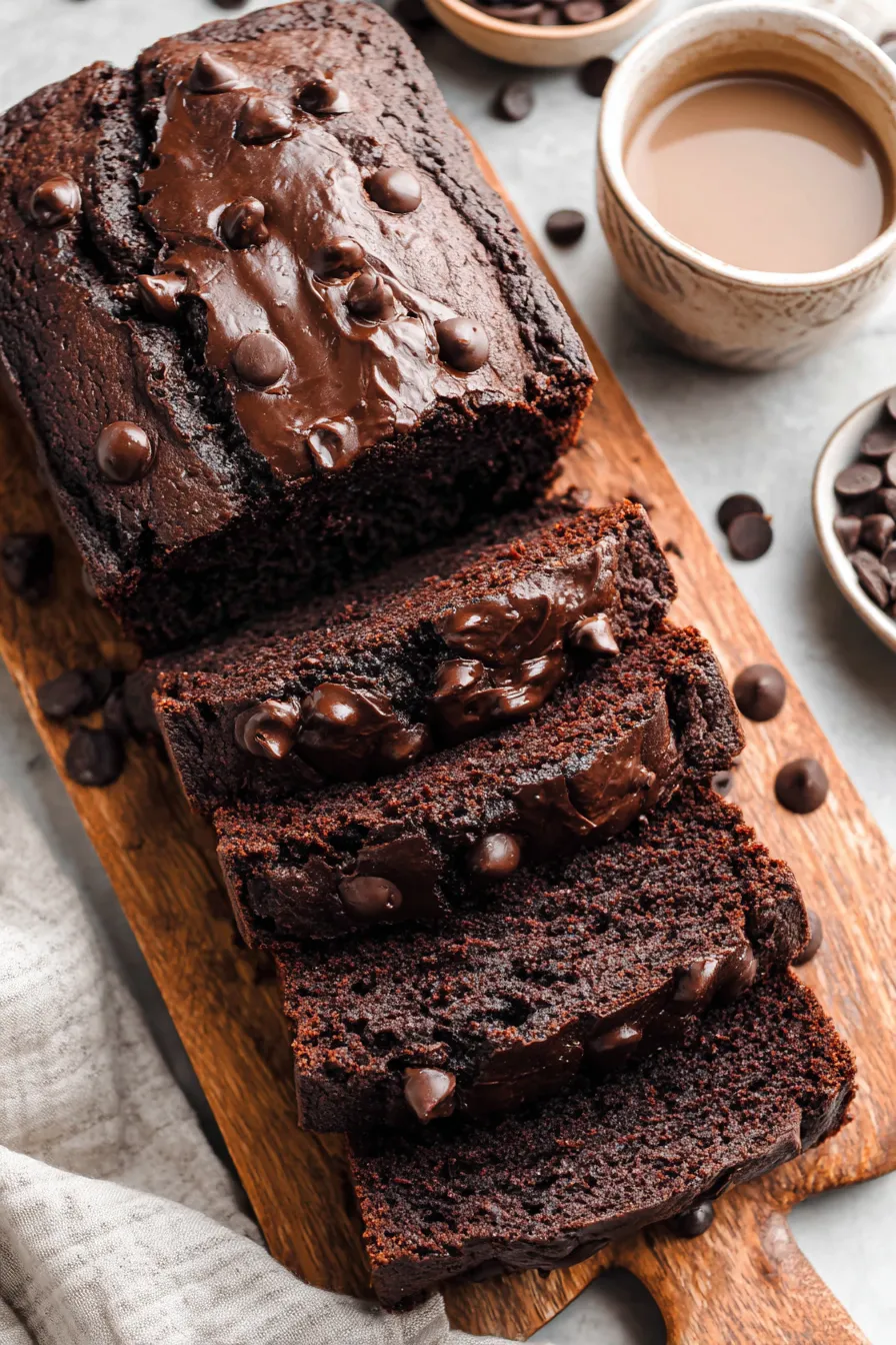 Double chocolate banana bread fresh from the oven