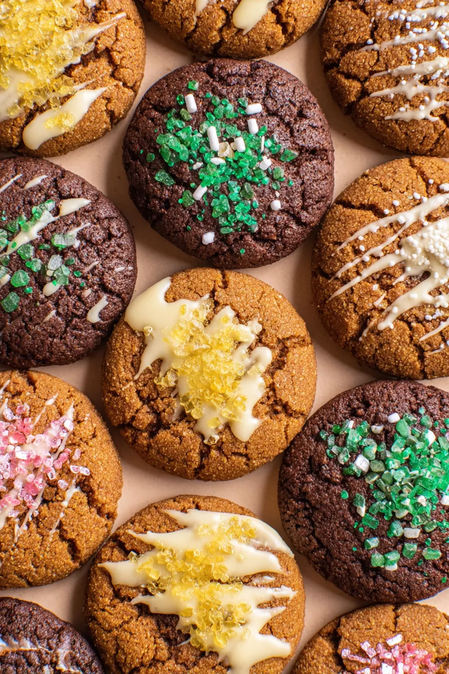 Close up of a chocolate dipped ginger molasses cookie