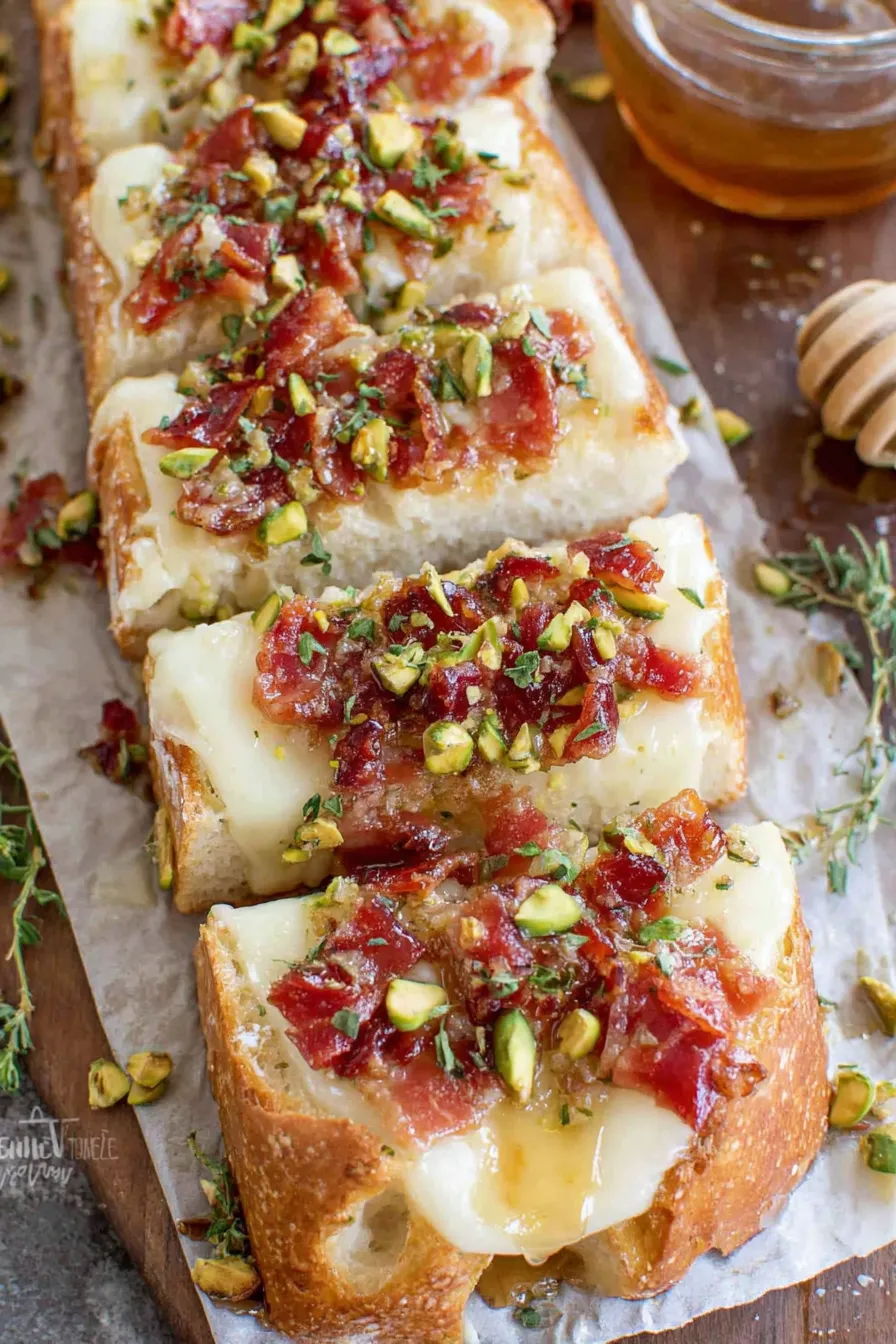 Brie cheese bread fresh from the oven with toppings