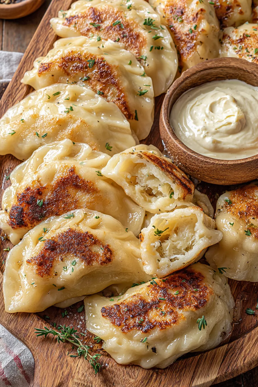 Boiled pierogi tossed in butter