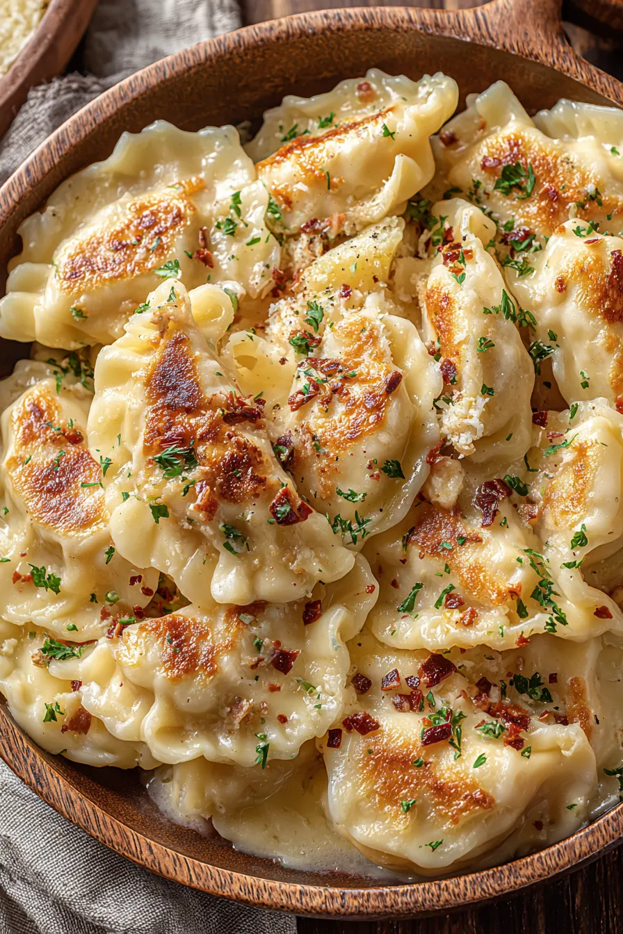 Forming pierogi on a floured surface