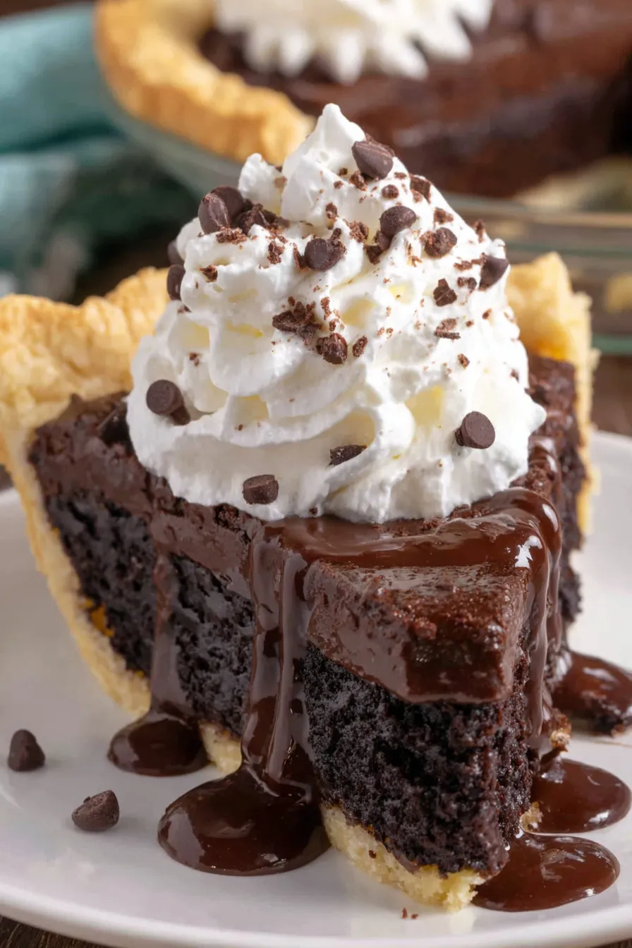 Brownie pie in frozen pie crust before baking