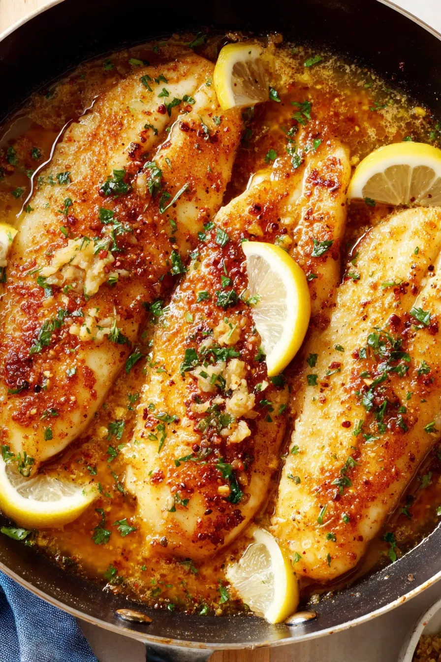 Baked tilapia fillets in lemon garlic butter