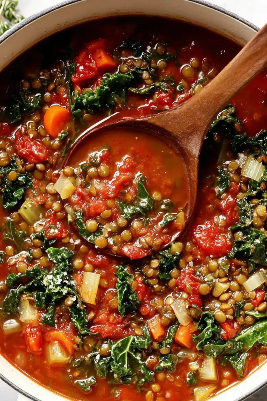 Close up of soup simmering in a pot
