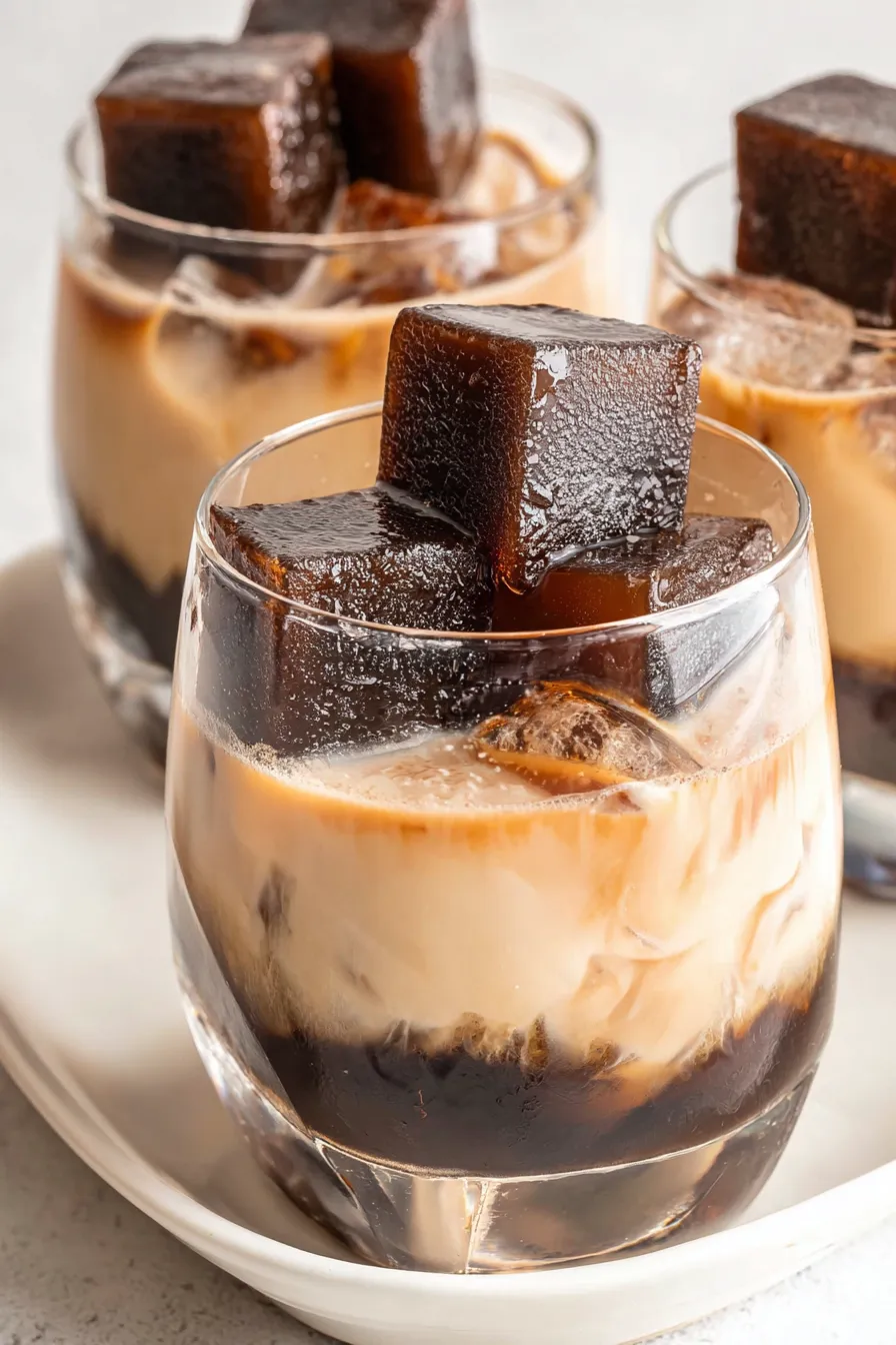 Coffee poured into ice cube tray