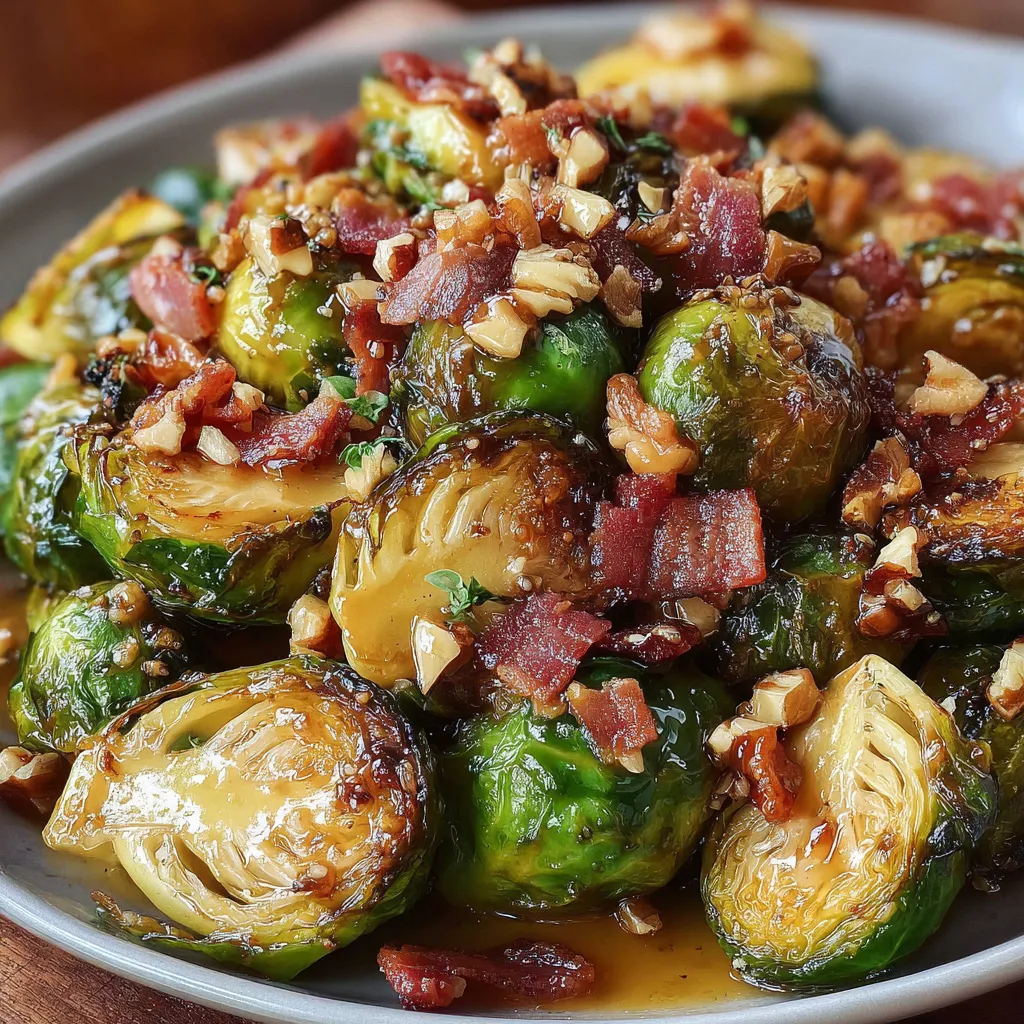 Roasted Brussels Sprouts with Bacon & Maple-Balsamic Glaze