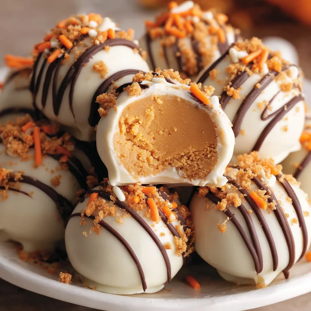 Pumpkin pie truffles on parchment with cinnamon dusting