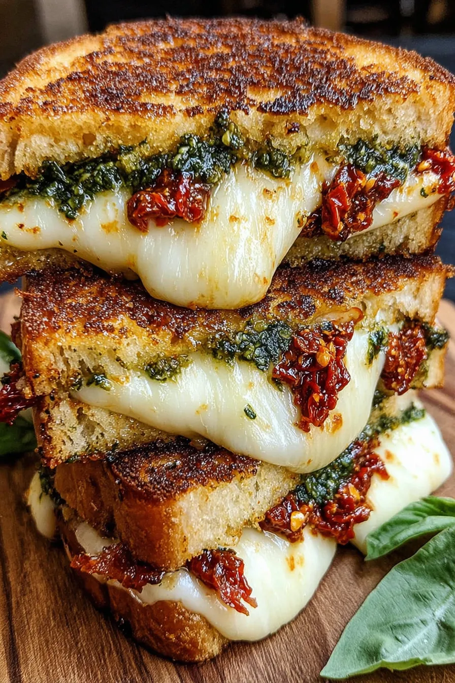 Sun-Dried Tomato Bacon Pesto Grilled Cheese close-up