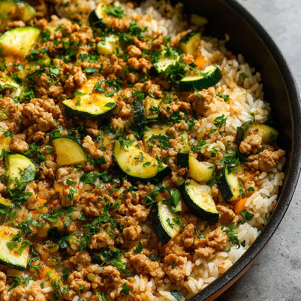 Ground Chicken Zucchini Rice Skillet