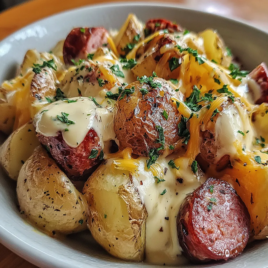 Cheesy Ranch Potatoes and Smoked Sausage
