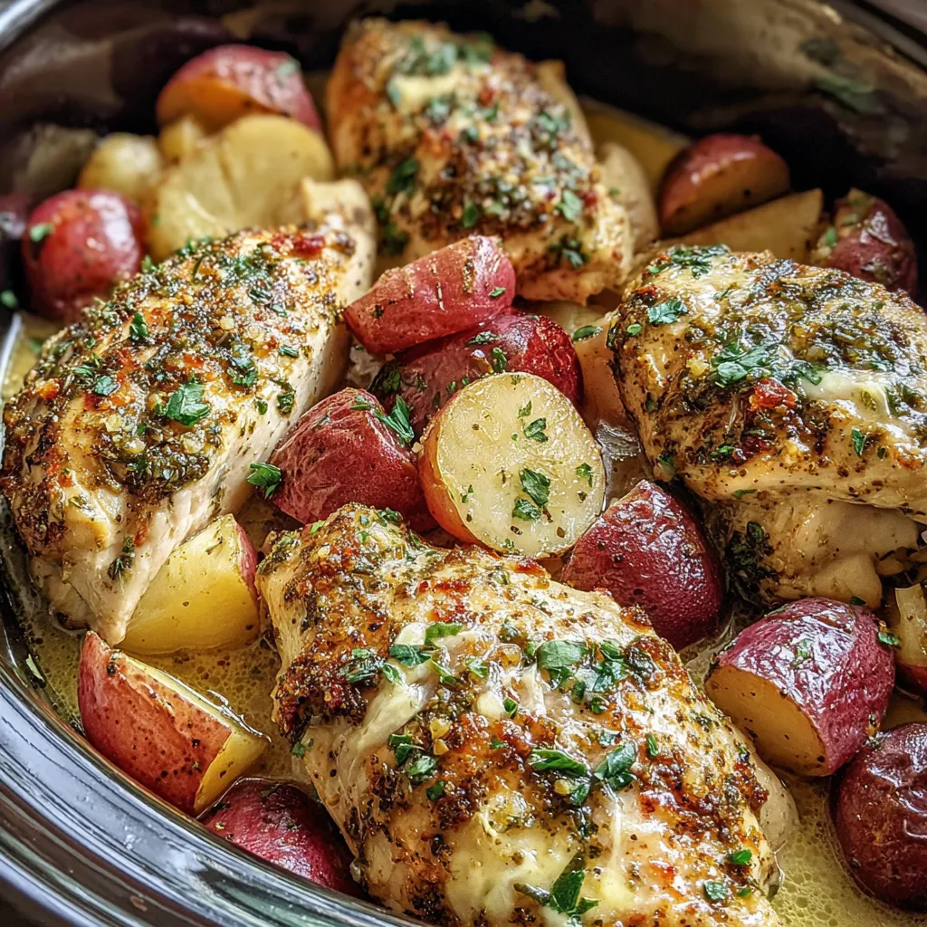Garlic Parmesan Crockpot Chicken and Potatoes