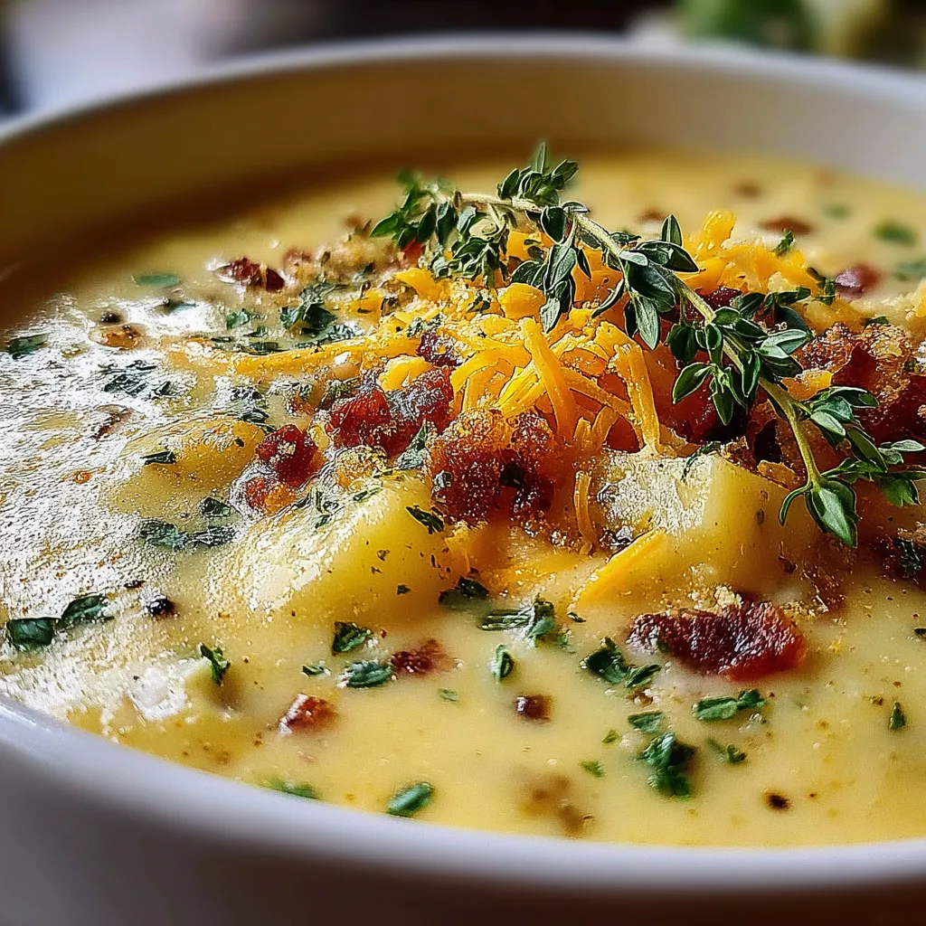 Creamy Cheddar Garlic Herb Potato Soup