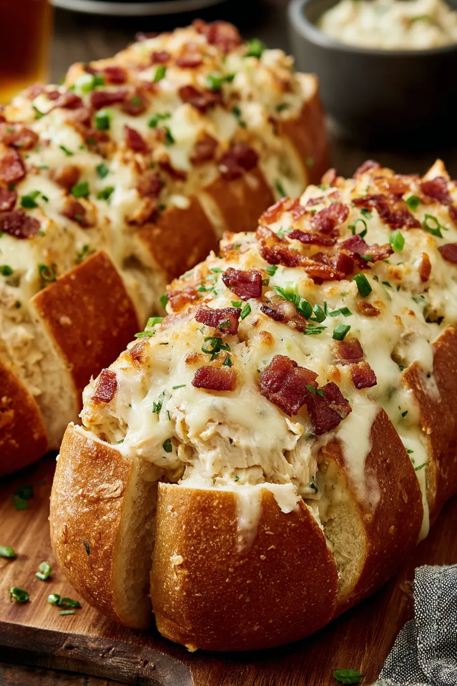 Slice of stuffed bread showing cheesy filling